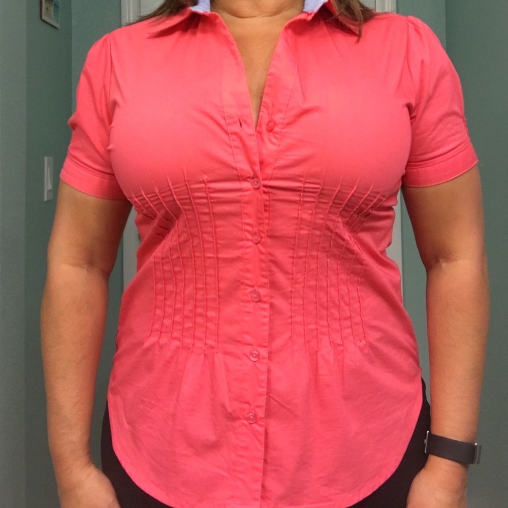 Coral button down blouse, size S - Picture 1 of 3